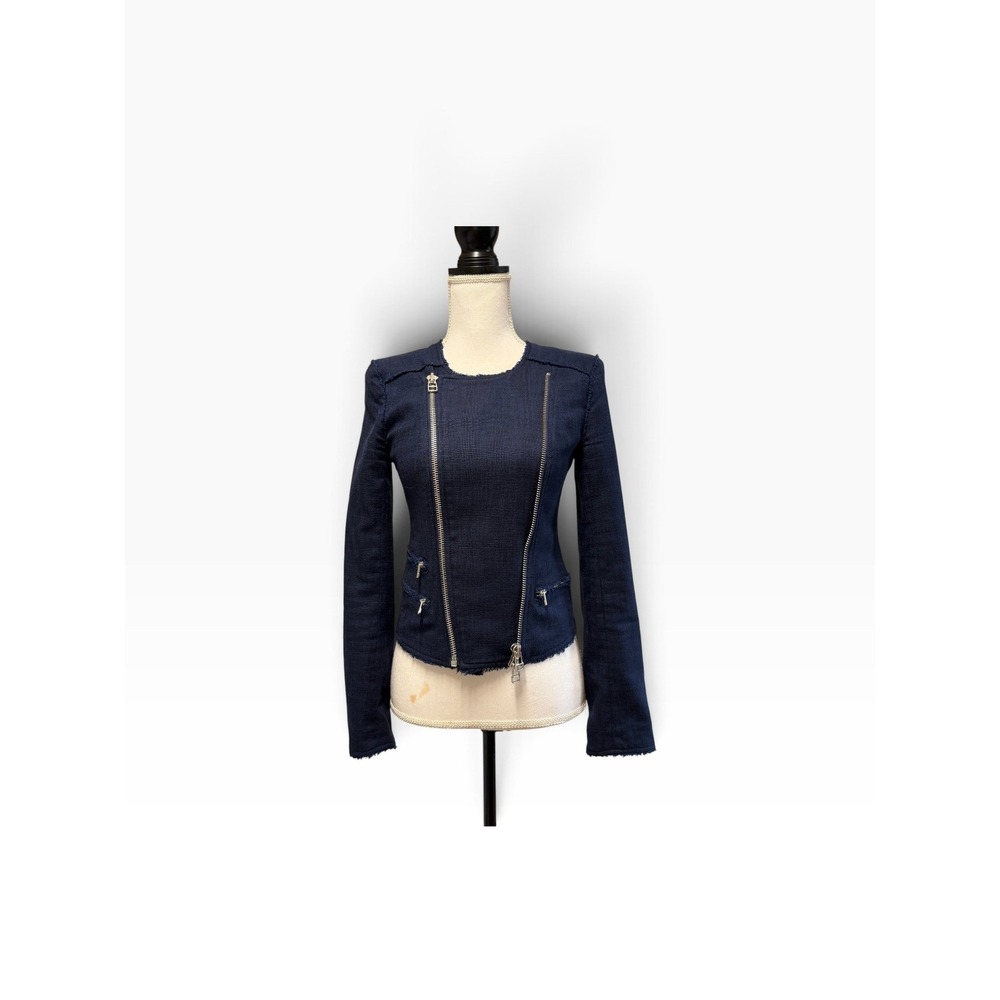 Veronica Beard Blazer Jacket Navy Blue Multi-Zip Raw Edge Moto Size 0 ‎
SBT127 - Picture 11 of 11